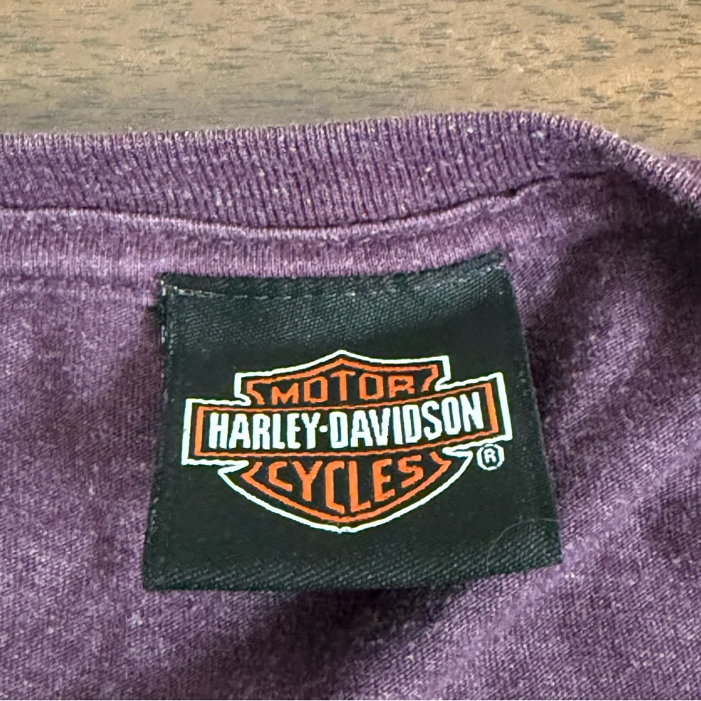 Harley-Davidson Genuine Motorcycles Purple Graphic Tee Women’s Small Biker Shirt - Picture 5 of 7